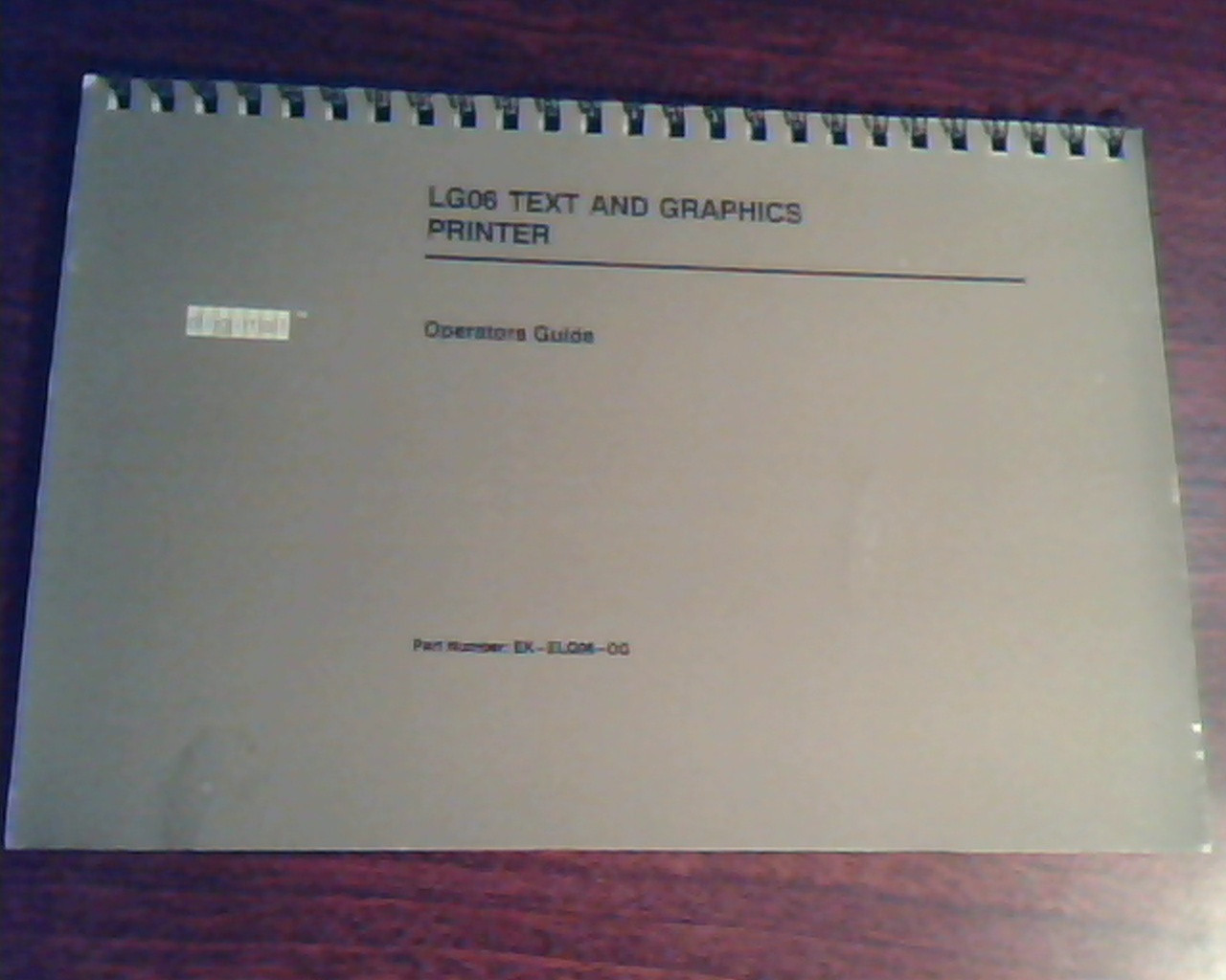 Digital LG06 Text and Graphics Printer Operators Guide EK-ELG06-OG DEC