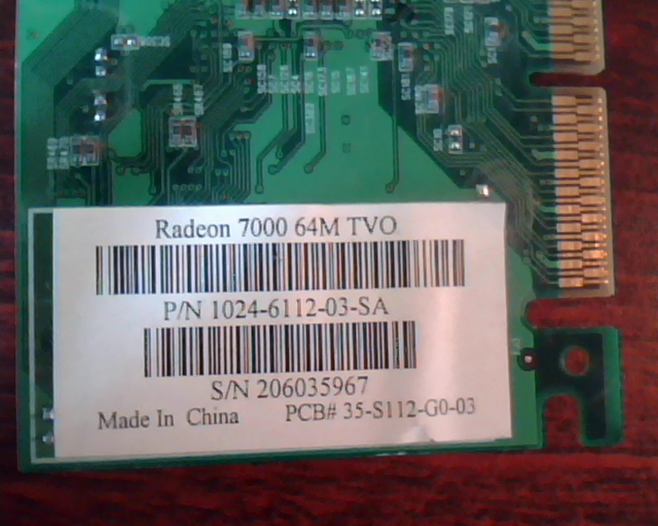AGP card ATI Radeon 7000 64M TVO 1024-6112-03-SA Comp-Out S-Video VGA - image 2