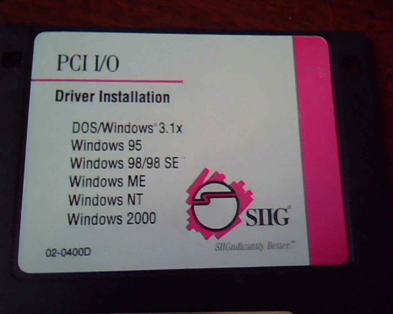 Floppy Disk SIIG PCI I/O Driver Installation 02-0400D DOS Windows - image 2