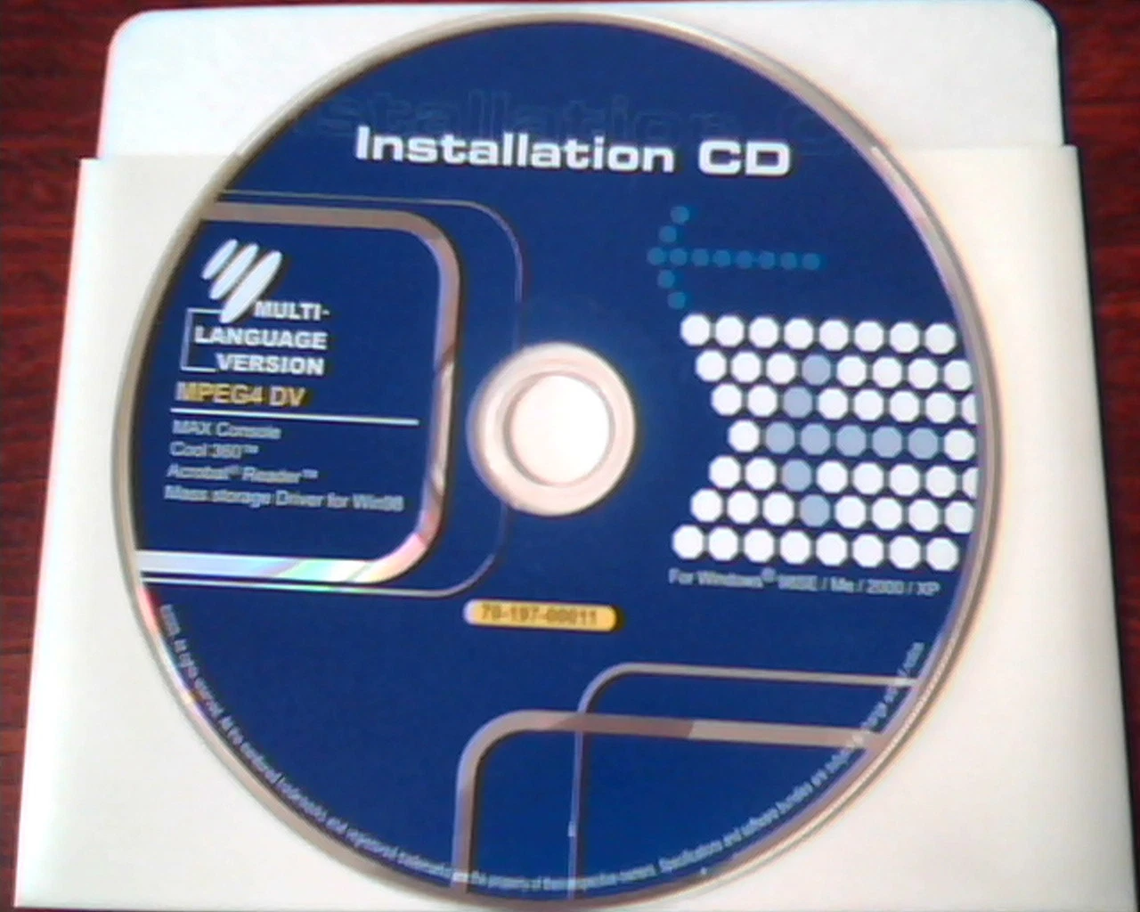CD Installation CD MPEG4 DV Multi-language MAX Console Cool 360 Driver Windows