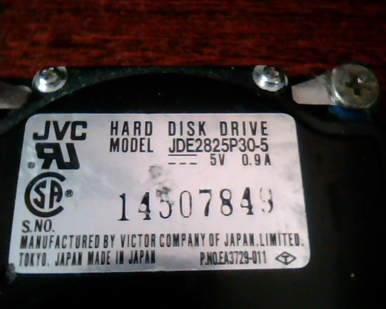 2.5 Hard Disk Drive JVC JDE2825P30-5 EA3729-011 Victor Company - image 2