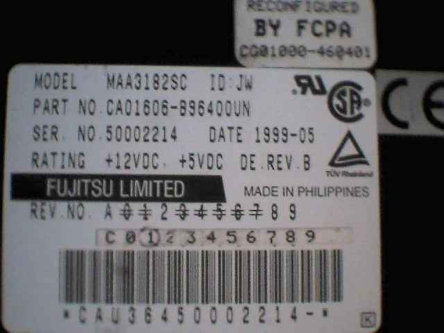 Hard Drive Disk SCSI SCA 18GB Fujitsu MAA3182SC 80PIN CA01606-B96400UN 1999 FCPA - image 3