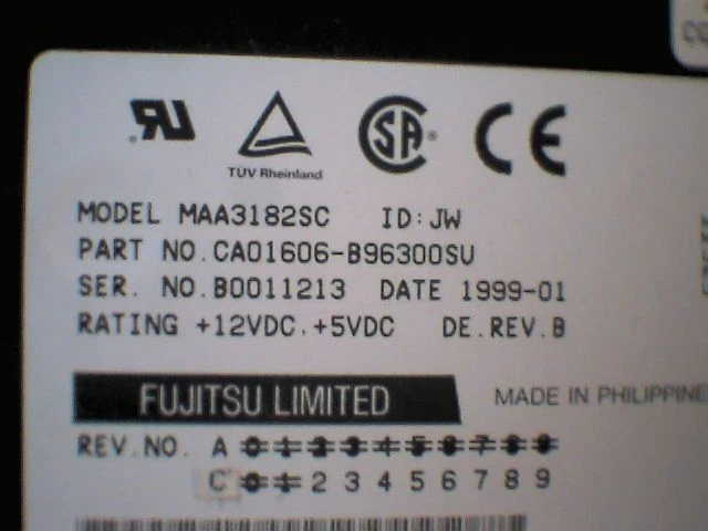 Hard Drive Disk SCSI SCA 18GB Fujitsu MAA3182SC 80PIN CA01606-B96300SU 1999 FCPA - image 2