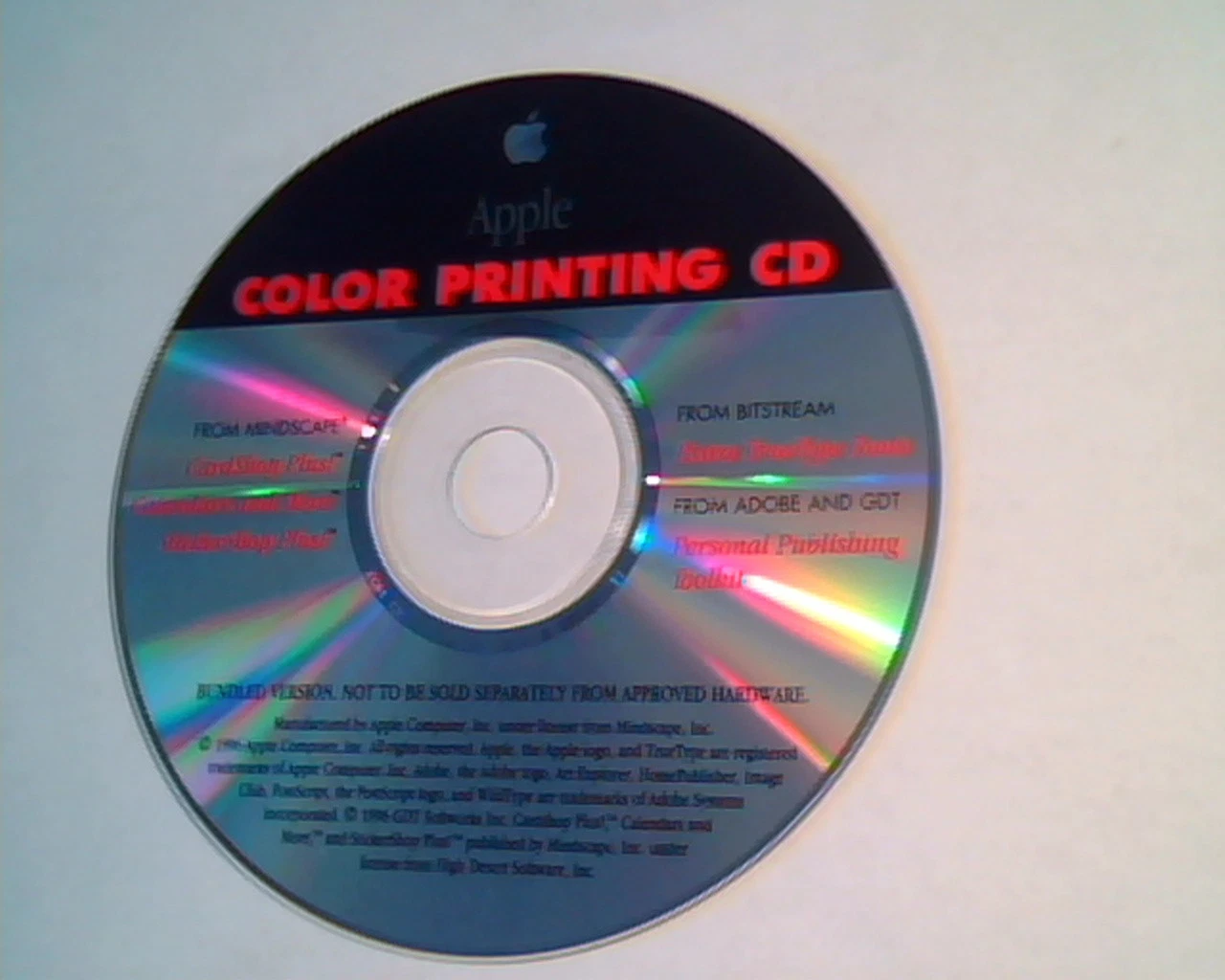 CD Apple Color Printing CD CardShop Calendars Truetype fonts publishing
