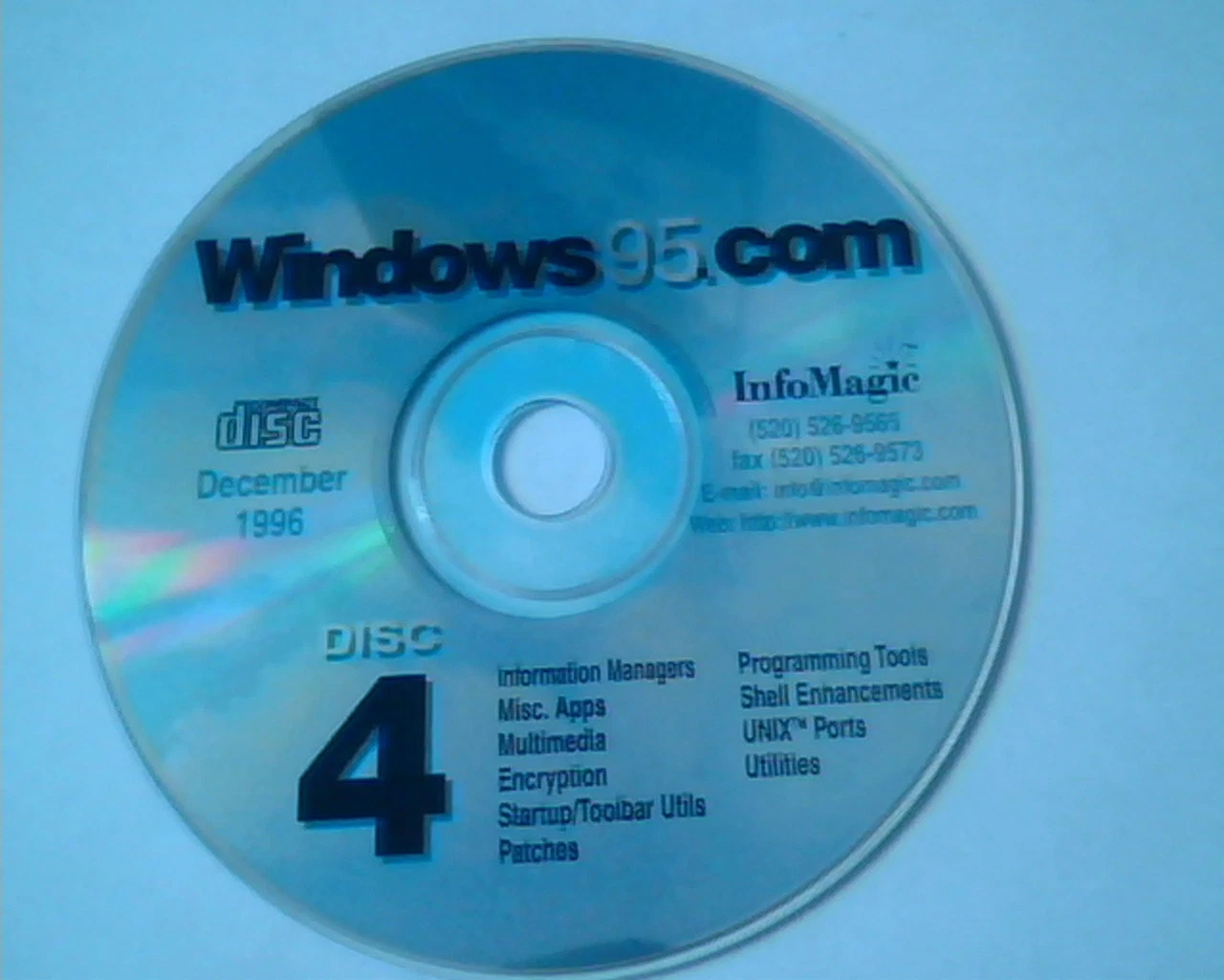 CD Windows 95 December 1996 InfoMagic Disc 4 apps tools utilities