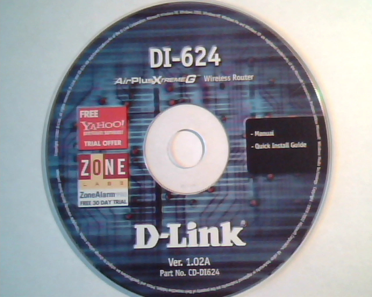 CD DI-624 AirPlus XtremeG D-LINK Ver 1.02A CD-DI624 Manual Install Guide router