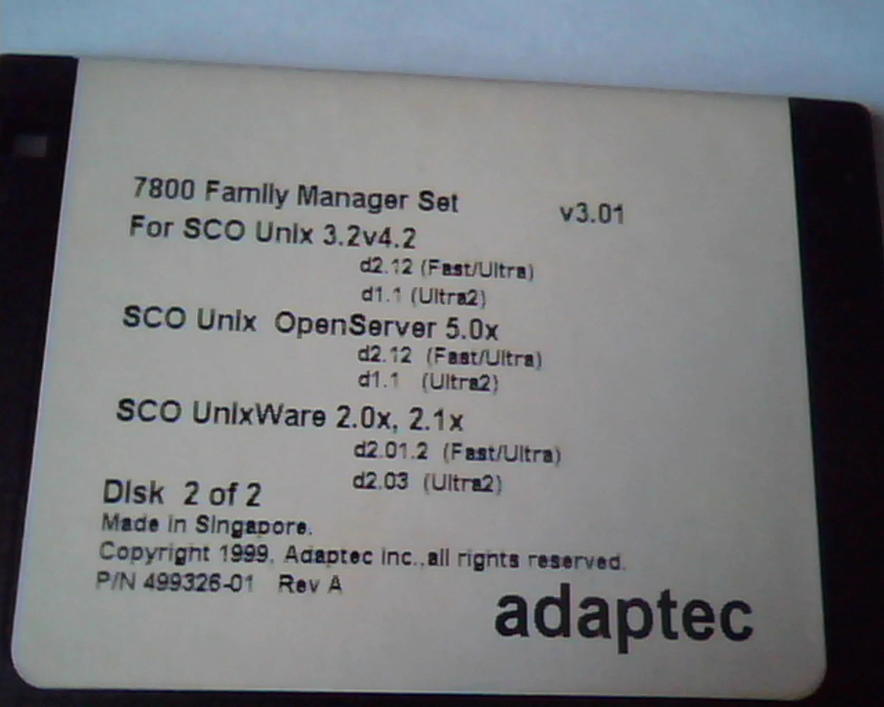 Floppy Disk 7800 Family Manager Set Adaptec IBM Novell NetWare V3.01 499326-00 - image 3
