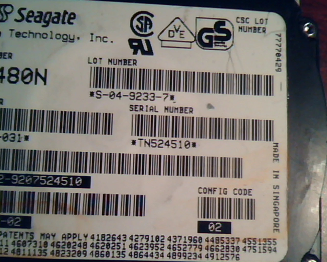 Hard Drive Disk SCSI Seagate ST1480N S-04-9233-7 940002-031 172/S/PT - image 2