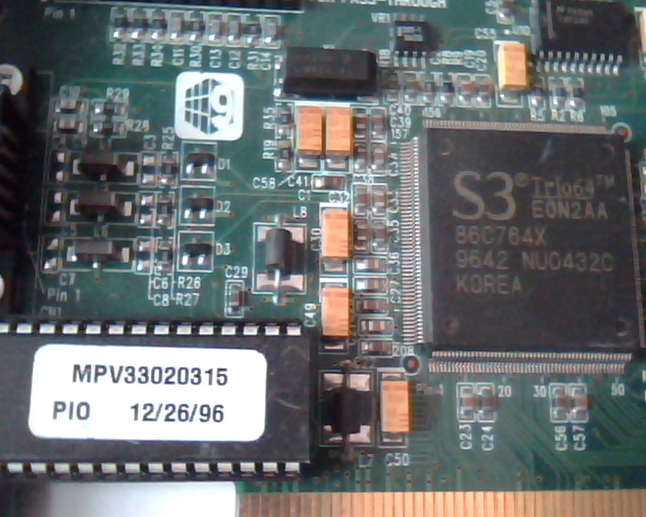 PCI card S3 Trio64 MPV33020315 PIO PC00EPS0-2 VGA Rev A00 Number Nine - image 2