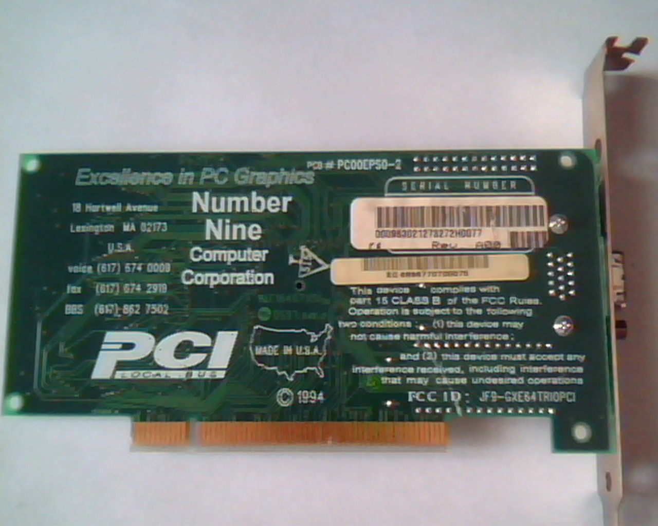 PCI card S3 Trio64 MPV33020315 PIO PC00EPS0-2 VGA Rev A00 Number Nine - image 3