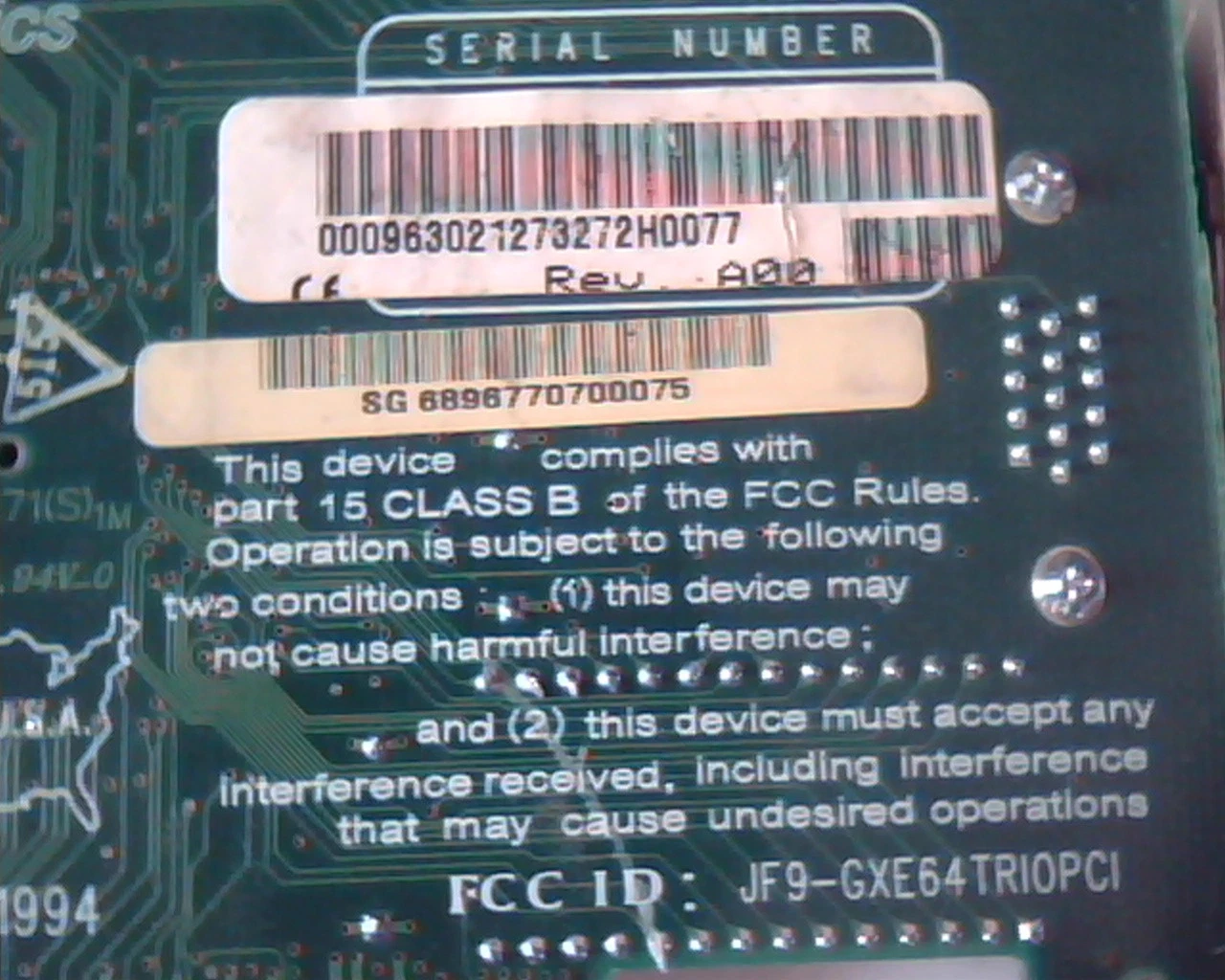 PCI card S3 Trio64 MPV33020315 PIO PC00EPS0-2 VGA Rev A00 Number Nine - image 4