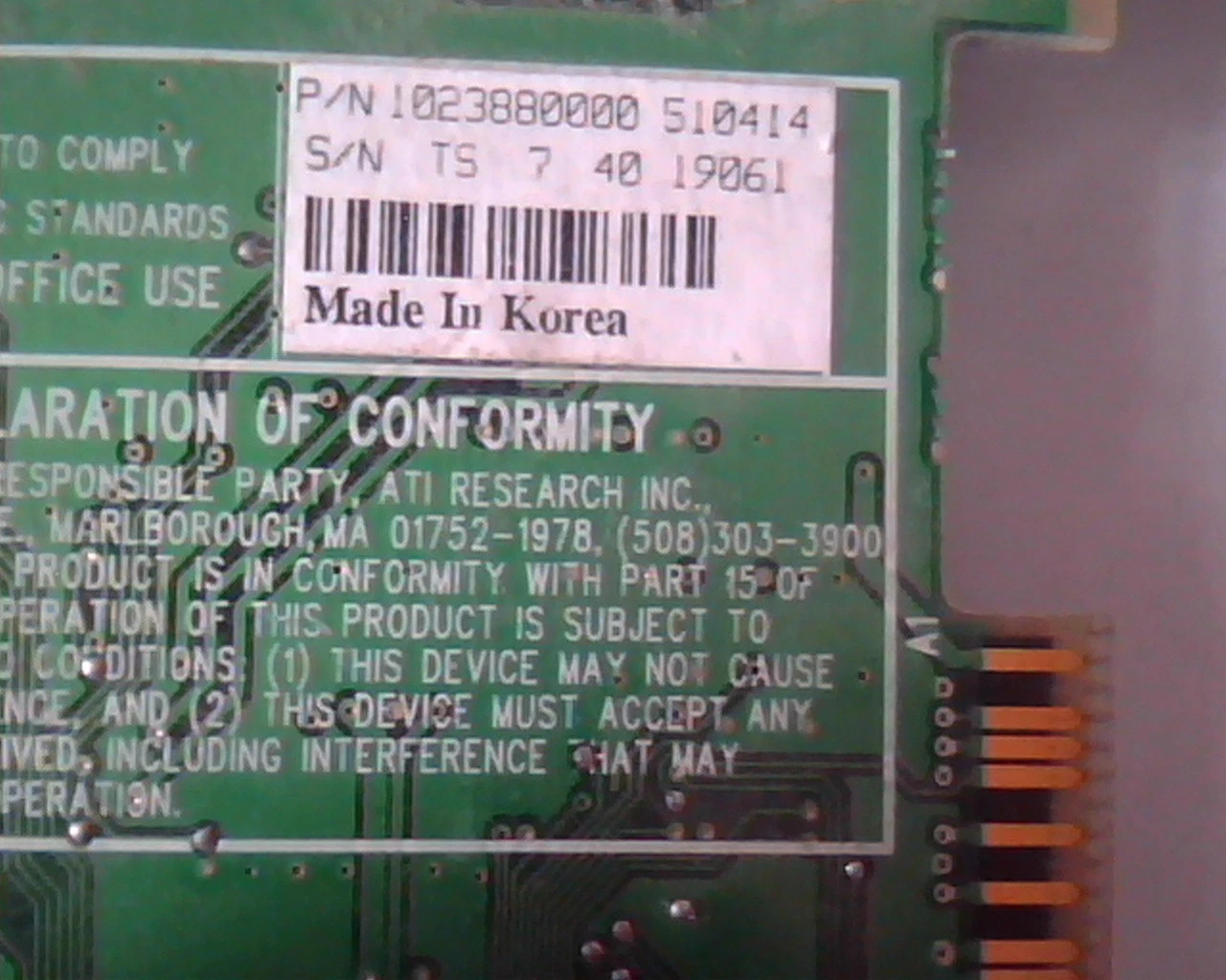 PCI Video card ATI 3D Rage II+ DVD 109-38800-00 113 38801 1023880000 VGA Graphic - image 5