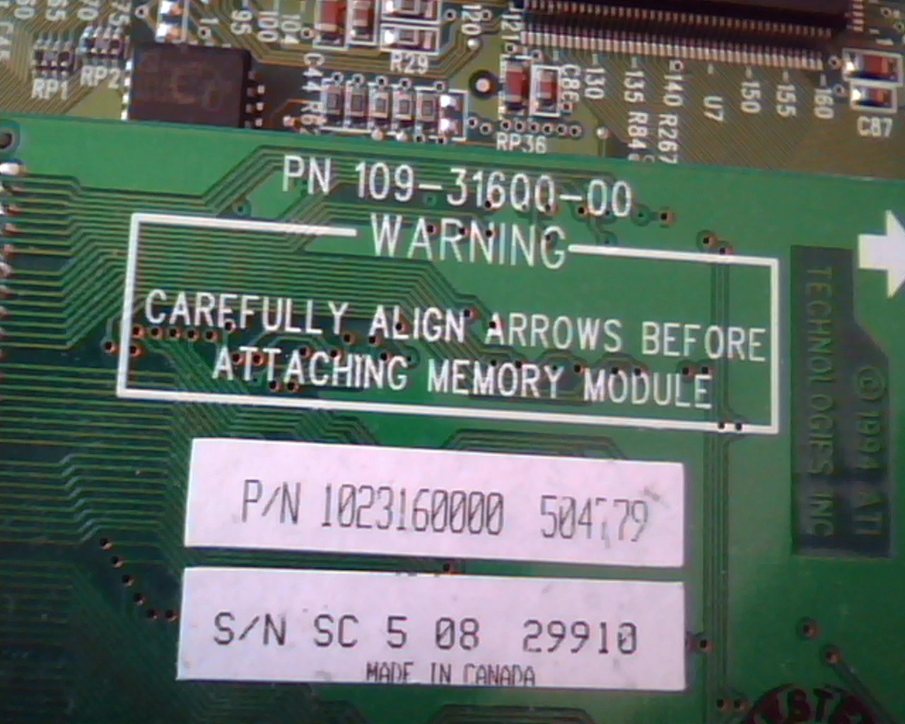PCI Video card ATI 109-25500-30 EXM255 MACH64 113-25537-100 VGA 109-31600-00 - image 4