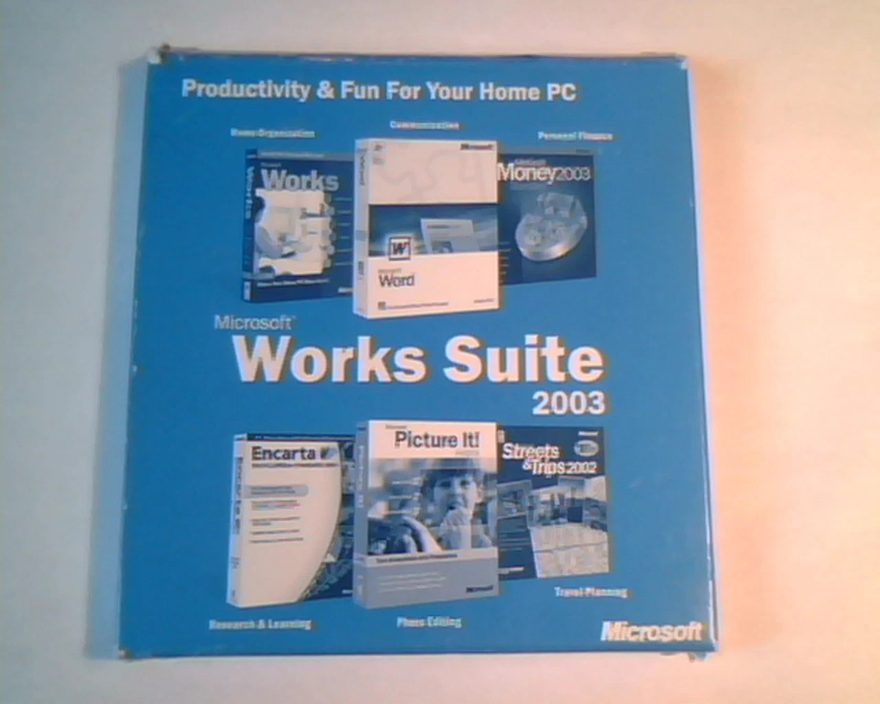 CD Microsoft Works Suite 2003 CD set WITH KEY -organization photo finance travel