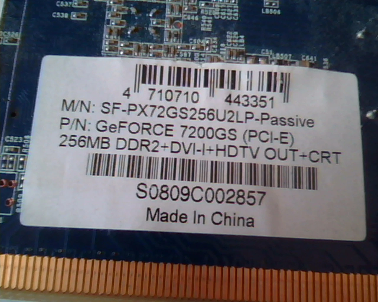 PCI-E express card GeForce 7200GS 256MB DDR2 HDTV VGA Rev A3.1 SFPX84 DVI - image 3