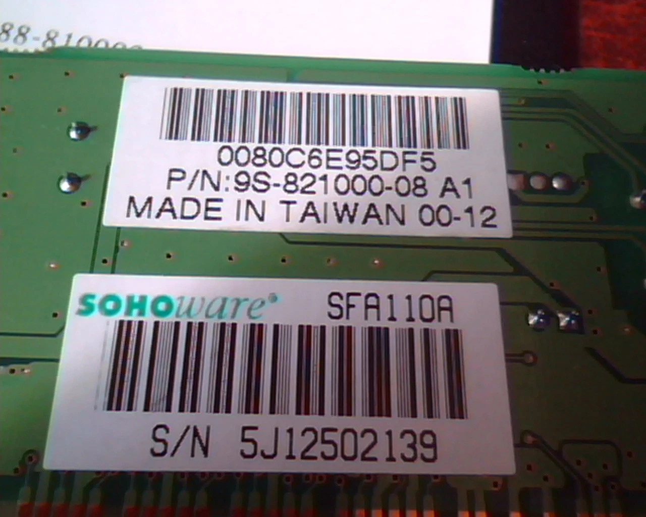 SOHOware Fast NDC 10/100 F/E Adapter Driver Disk and Card 9S-821000-08 A1 - image 4