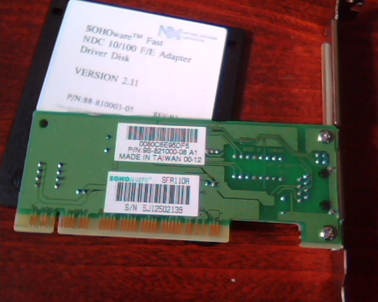 SOHOware Fast NDC 10/100 F/E Adapter Driver Disk and Card 9S-821000-08 A1 - image 5