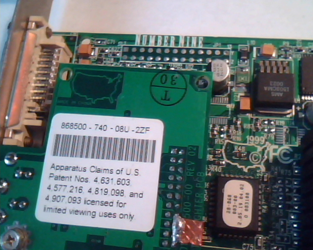 AGP card Number Nine 01-868602-00 Rev 00 M64 4Mx16/2MX32 SDRAM DVI TV 09N1708 - image 2
