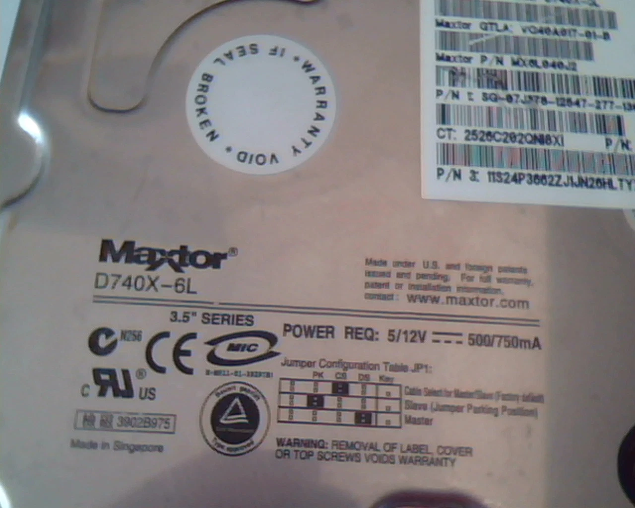 Hard Drive Disk IDE Maxtor D740X-6L 40GB VQ40A017-01-B MX6L040J2 A00 19K1568 - image 2