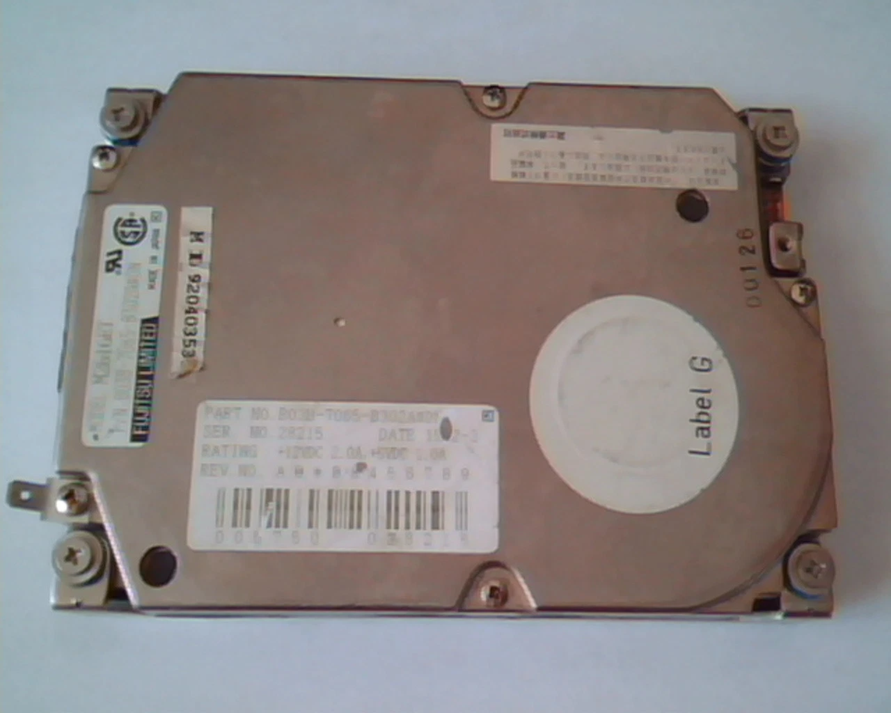 Hard Drive Disk IDE Fujitsu Limited M2616ET B03B-7065-B302A#DN 1992-3 Label G