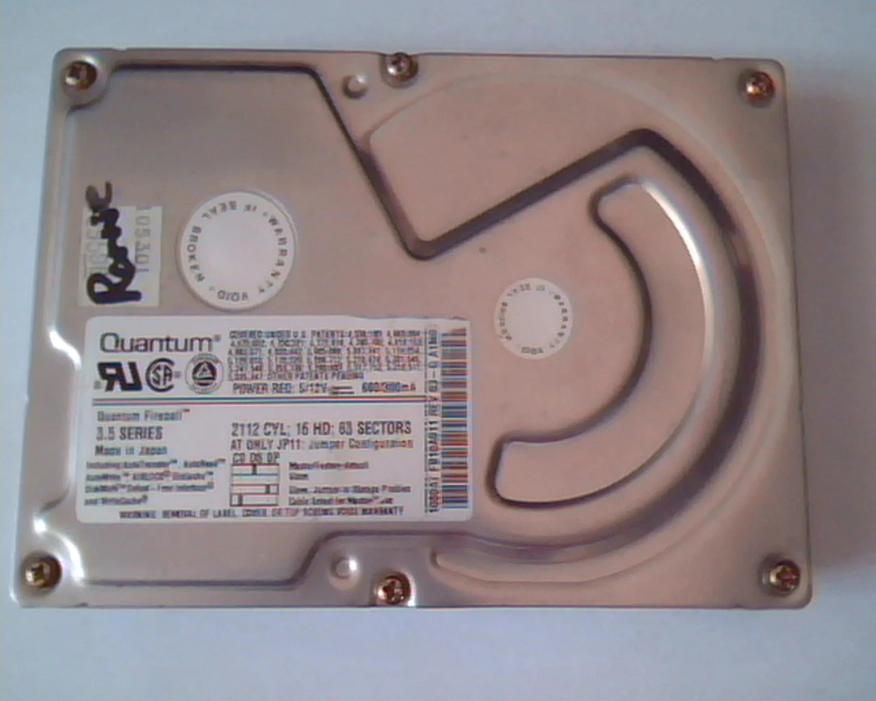 Hard Drive Disk IDE Quantum Fireball FB10A011 03-G 1080AT 20-10603A1M09