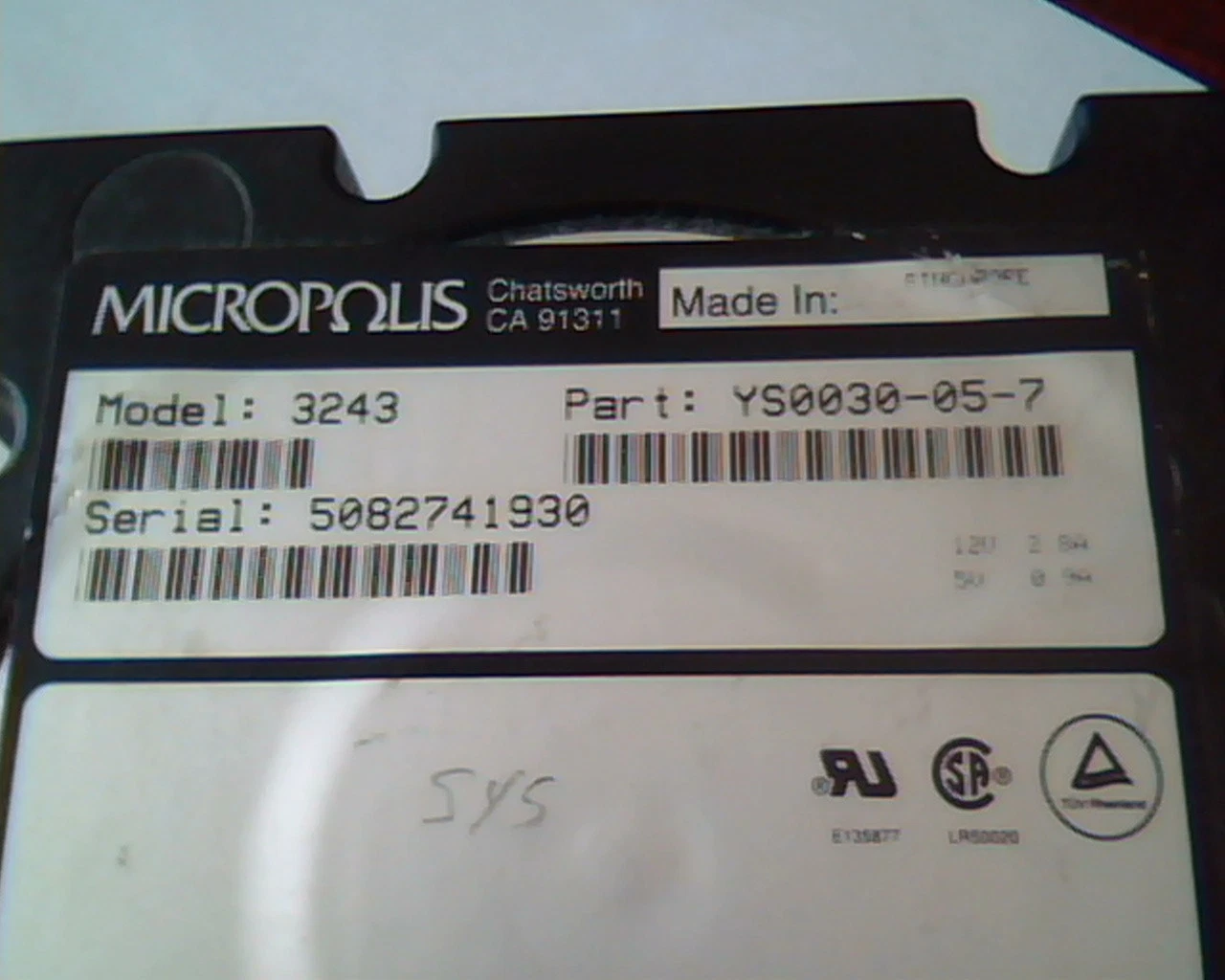 Hard Disk Drive SCSI Micropolis 3243 YS0030-05-7 138272-06-7 Rev A15 A5QC72305 - image 2
