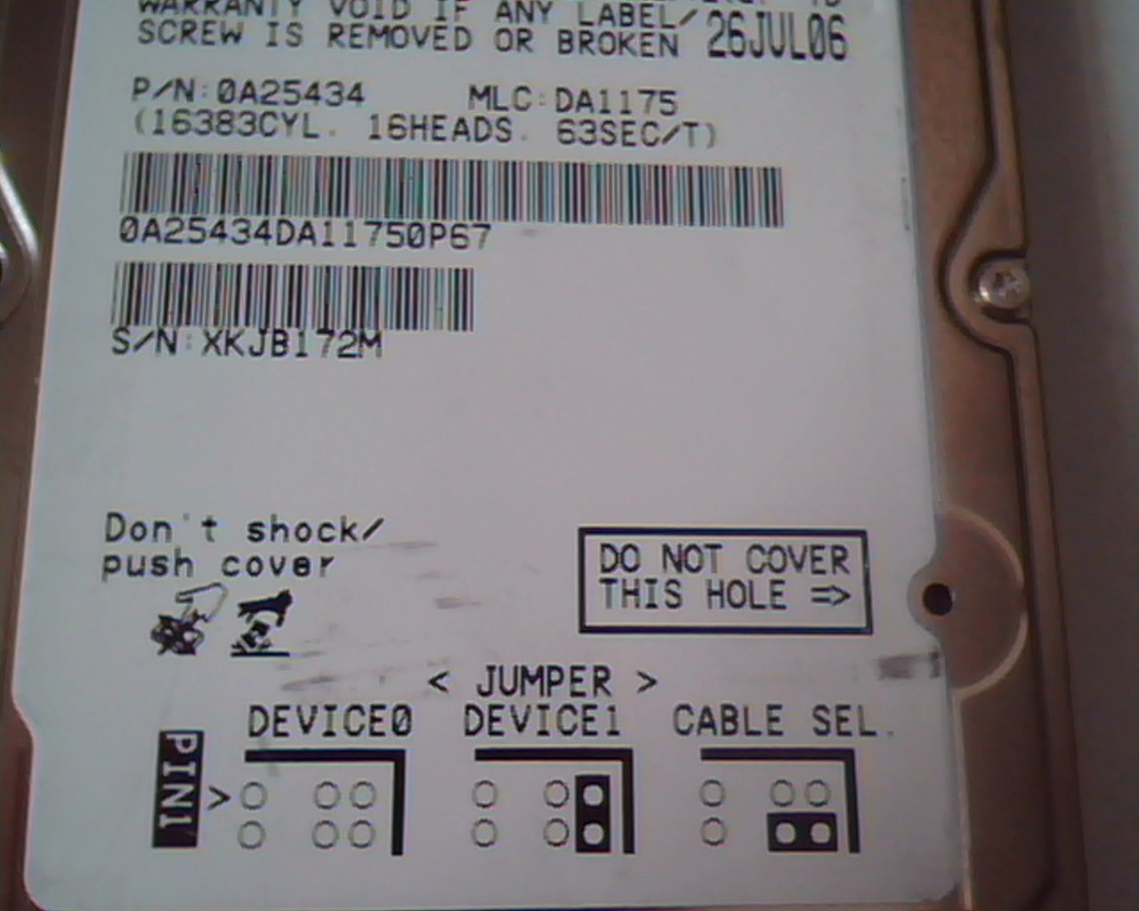 2.5 Hard Disk Drive Hitachi Travelstar HTS541080G9AT00 IDE 80GB 0A25434 DA1175 - image 3
