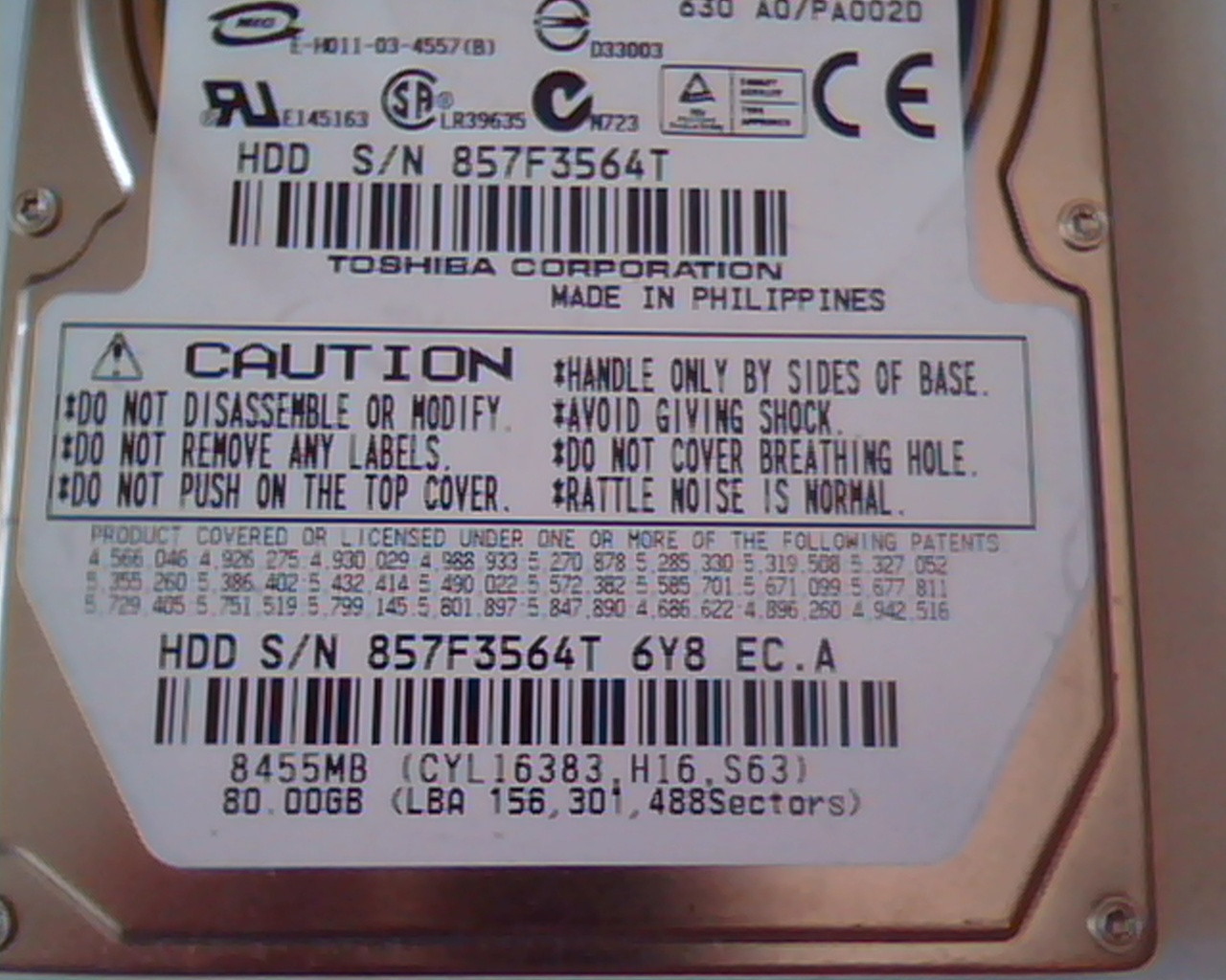 2.5 Hard Disk Drive Toshiba MK8026GAX HDD2191 D ZK01 T A00 80GB A00 - image 3