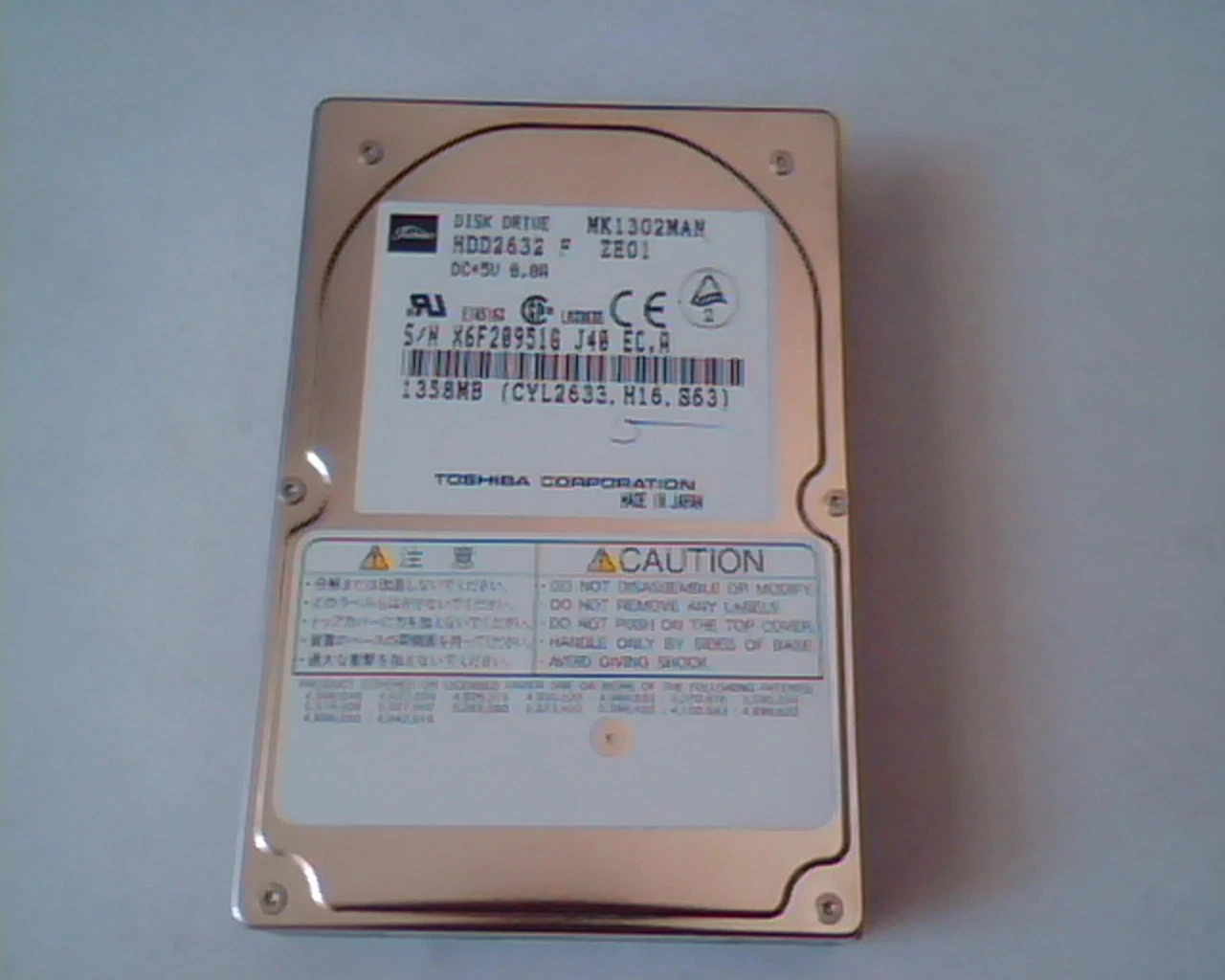 2.5 Hard Disk Drive Toshiba MK1302MAN HDD2632 F ZE01 1358MB