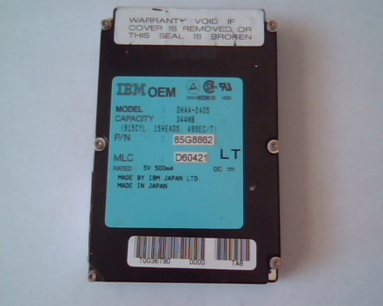 2.5 Hard Disk Drive IBM DHAA-2405 344MB 85G8862 D60421 TA8