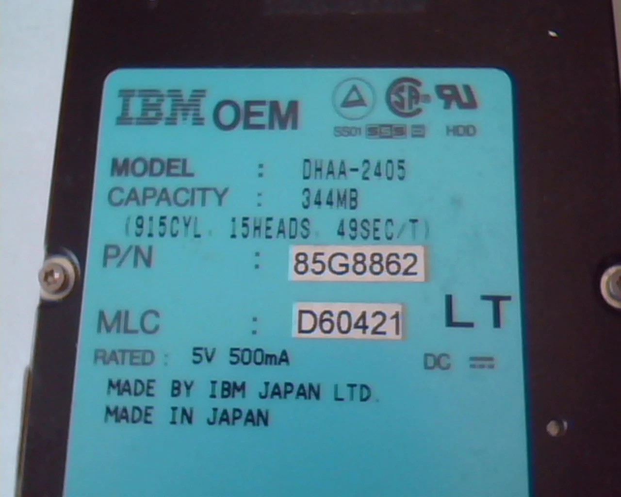 2.5 Hard Disk Drive IBM DHAA-2405 344MB 85G8862 D60421 TA8 - image 2