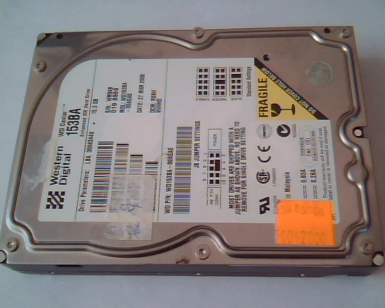 Hard Drive Disk IDE Western Digital Caviar 153BA WD153BA-00AGA0 RSBH 15.3GB