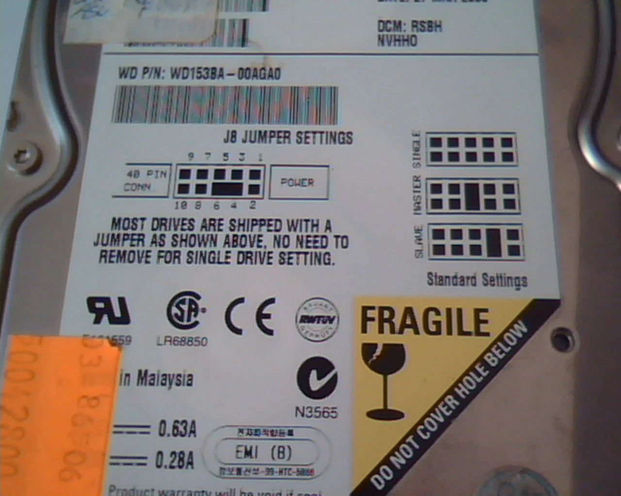 Hard Drive Disk IDE Western Digital Caviar 153BA WD153BA-00AGA0 RSBH 15.3GB - image 3