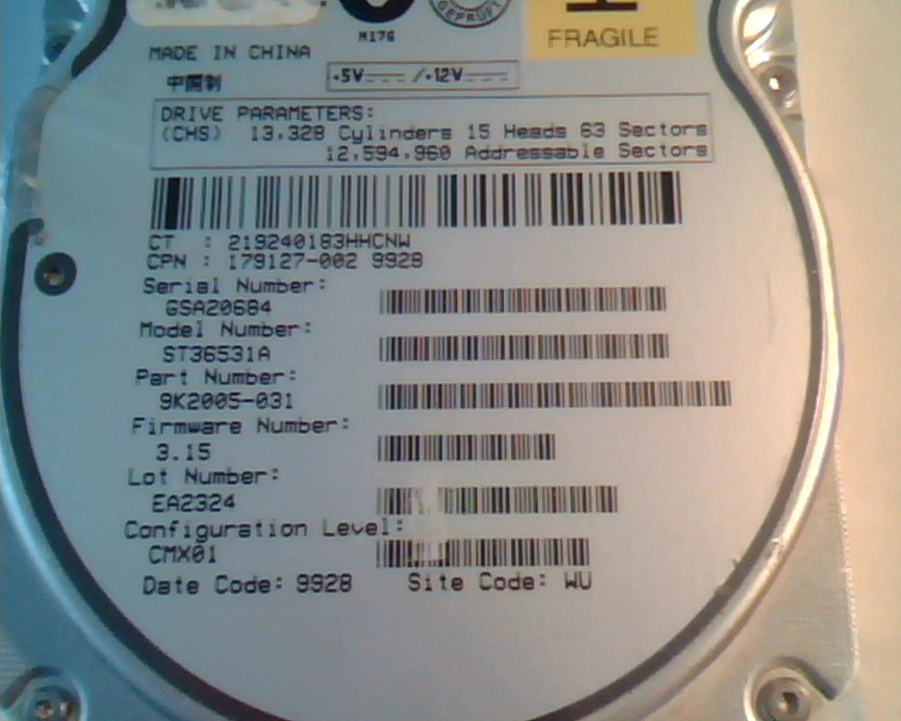 Hard Drive Disk Seagate Medalist ST36531A 9K2005-031 3.15 EA2324 CMX01 WU - image 3