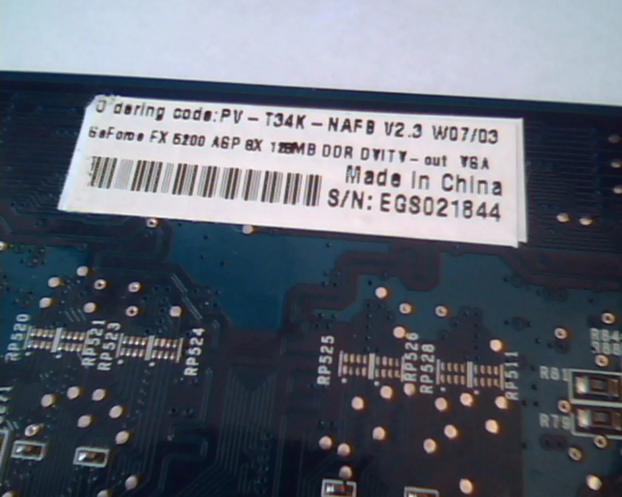 AGP card GeForce FX 5200 NVIDIA 180-10162-0000-A03 8X 128MB V2.3 DVI VGA - image 4