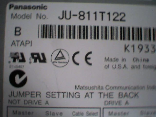 Panasonic Internal ATAPI IDE ZIP 100 Drive JU-811T122 - image 4