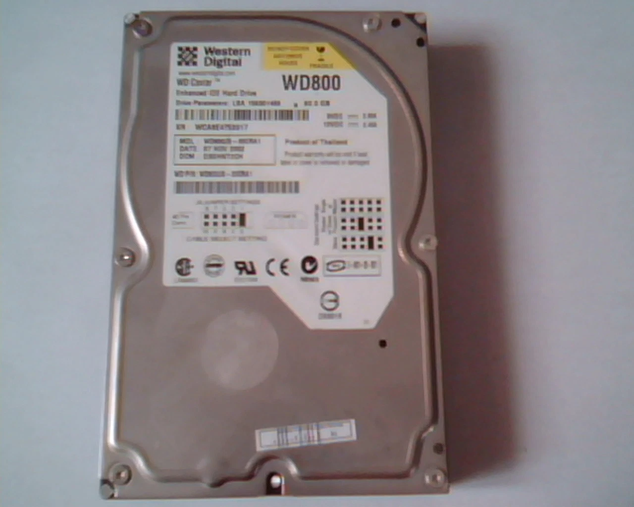 Hard Drive Disk IDE Western Digital WD800 WD800JB-00CRA1 156301488 80GB NOV2002