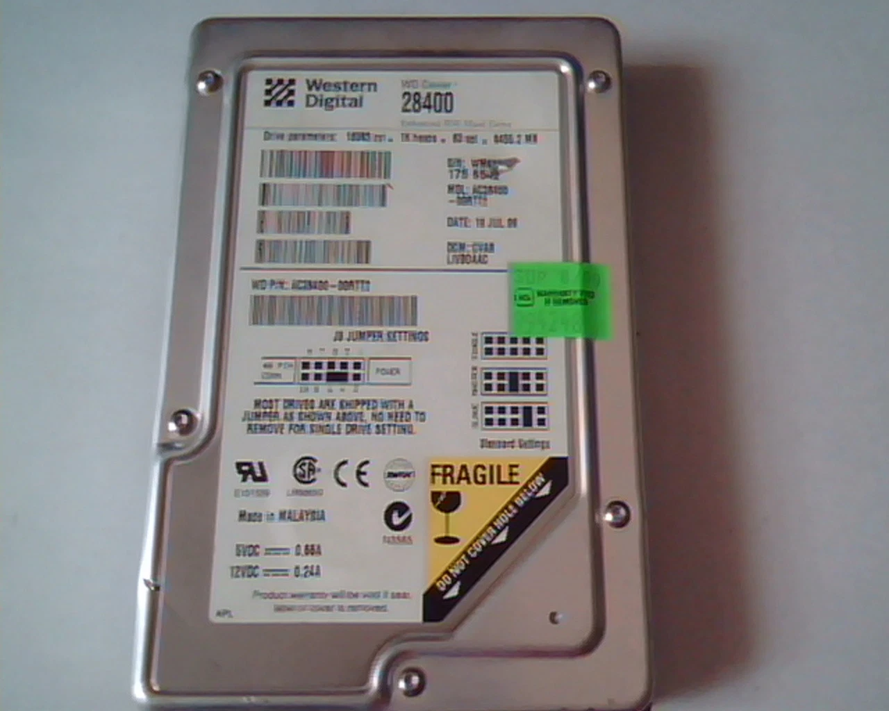 Hard Drive Disk IDE Western Digital Caviar 28400 AC28400-00RTT2 CVAB 8455.2MB