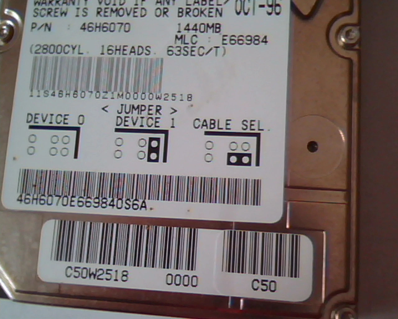2.5 Hard Disk Drive IBM DMCA-21440 E182115 S 46H6070 E66984 1440MB OCT-96 - image 3