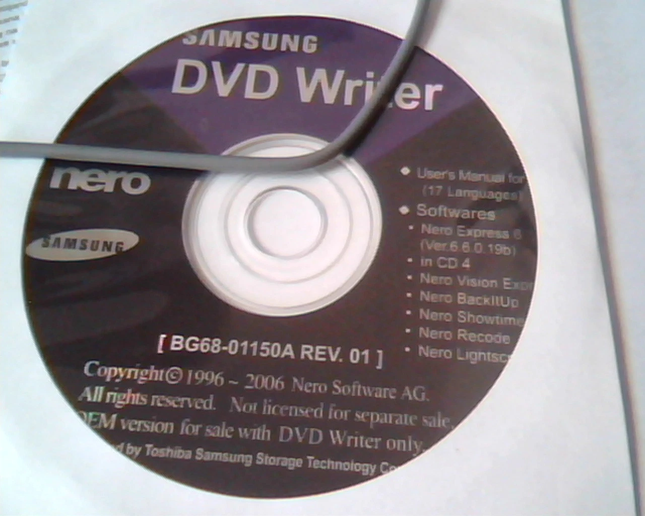 CD Samsung DVD Wrier Nero BG68-01150A Rev 01 User's Manual Guide Cord Express6 - image 2