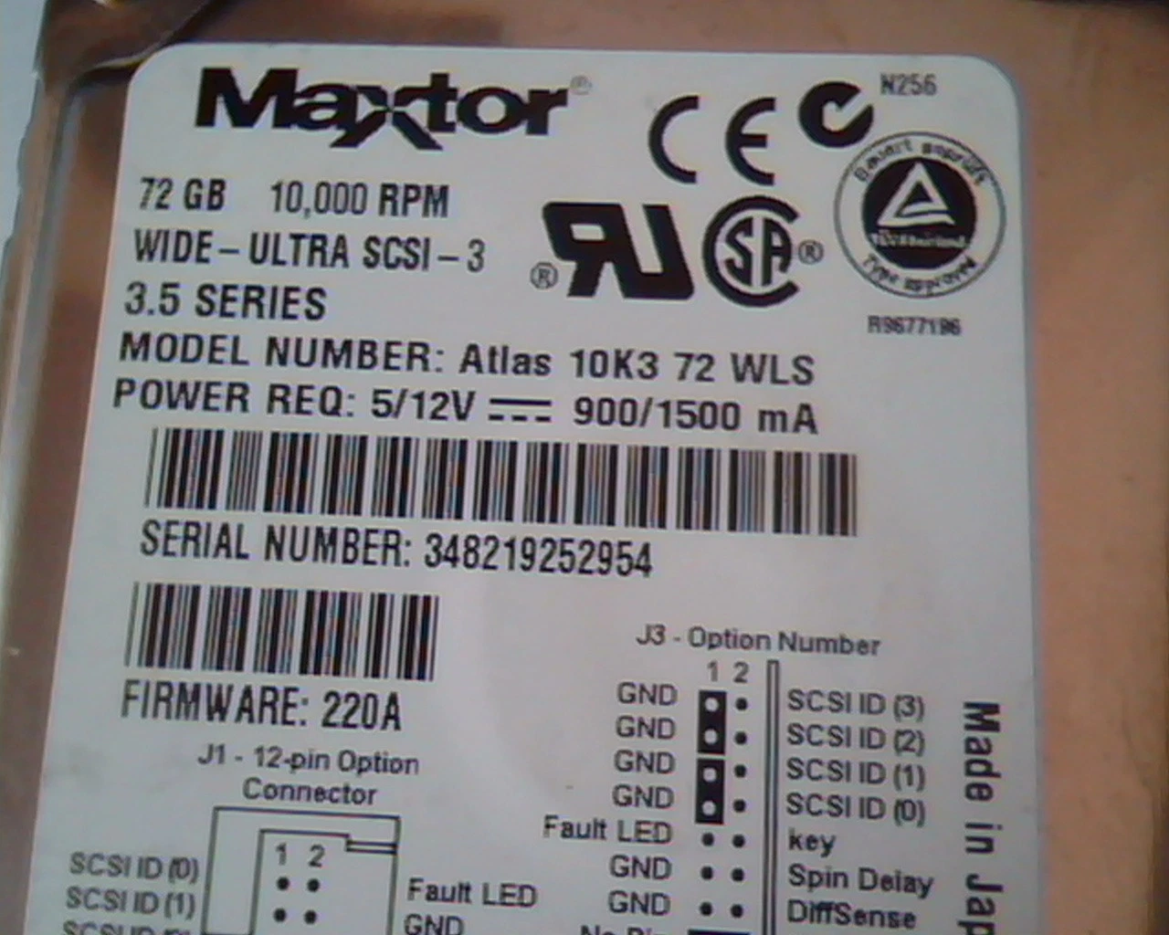 Hard Disk Drive SCSI Maxtor Atlas 10K3 72 WLS 72GB 239443-001 220A Wide Ultra - image 2