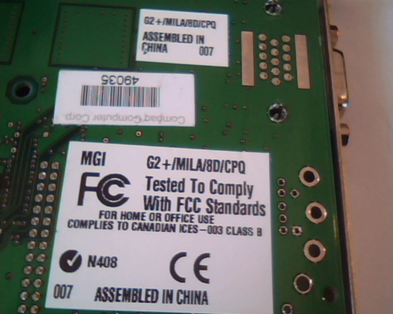 AGP card MK02010 G2+/MILA/CPQ 007.10 MGI 400778-002 402125-001 VGA - image 3