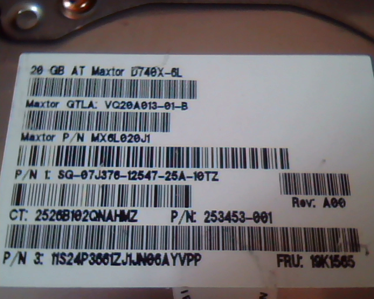 Hard Drive Disk IDE Maxtor D740X-6L 20GB MX6L020J1 A00 253453-001 19K1585 AT - image 2