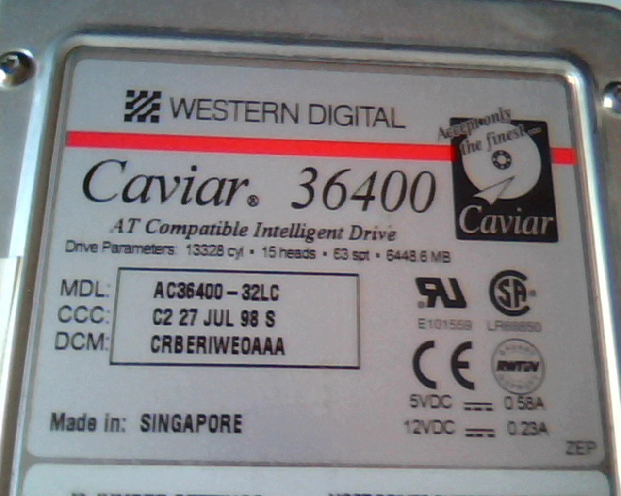 Hard Drive Disk IDE Western Digital Caviar 36400 AC36400-32LC CRBERIWEOAAA JUL - image 2