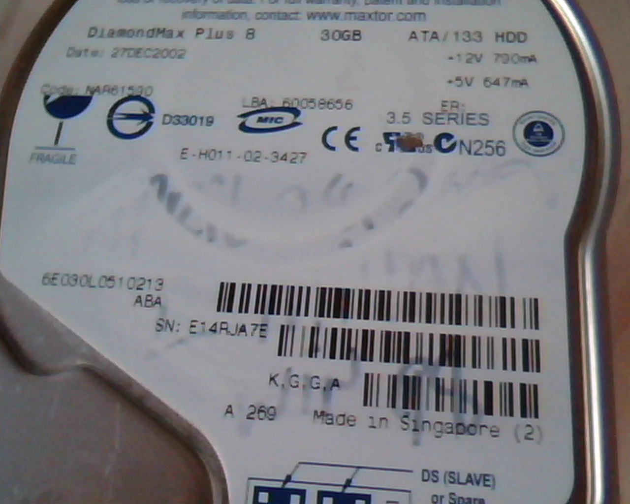 Hard Drive Disk IDE Maxtor DiamondMax Plus 8 30GB NAR61590 60058656 K,G,G,A - image 3