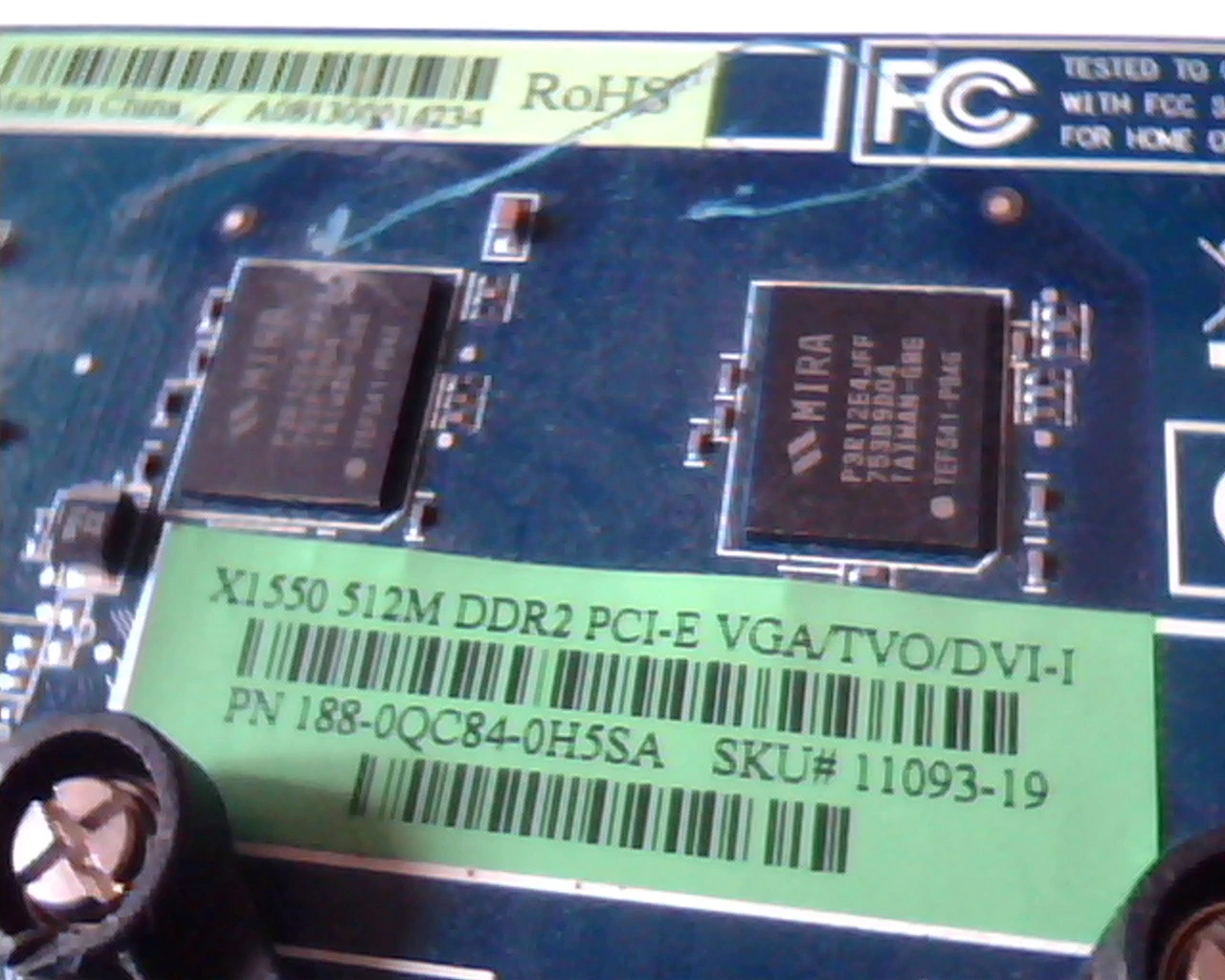 PCI-E express card 109-A67631-00 X1550 512M DDR2 188-0QC84-0H5SA 11093-19 DVI TV - image 3