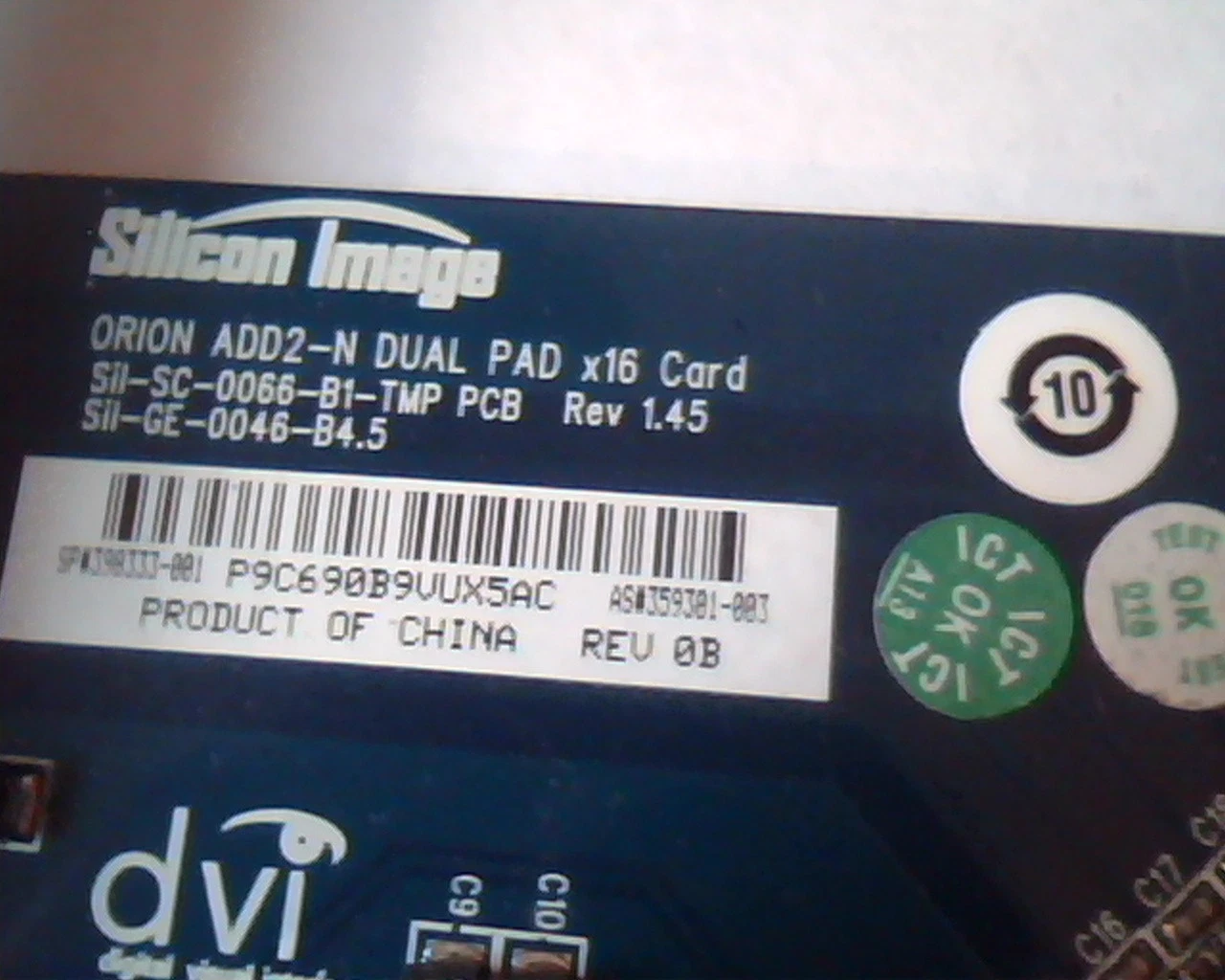PCI-E express card Silicon Image Sill364 DVIADD2-N Orion ADD2-N Dual Pad x16 DVI - image 2