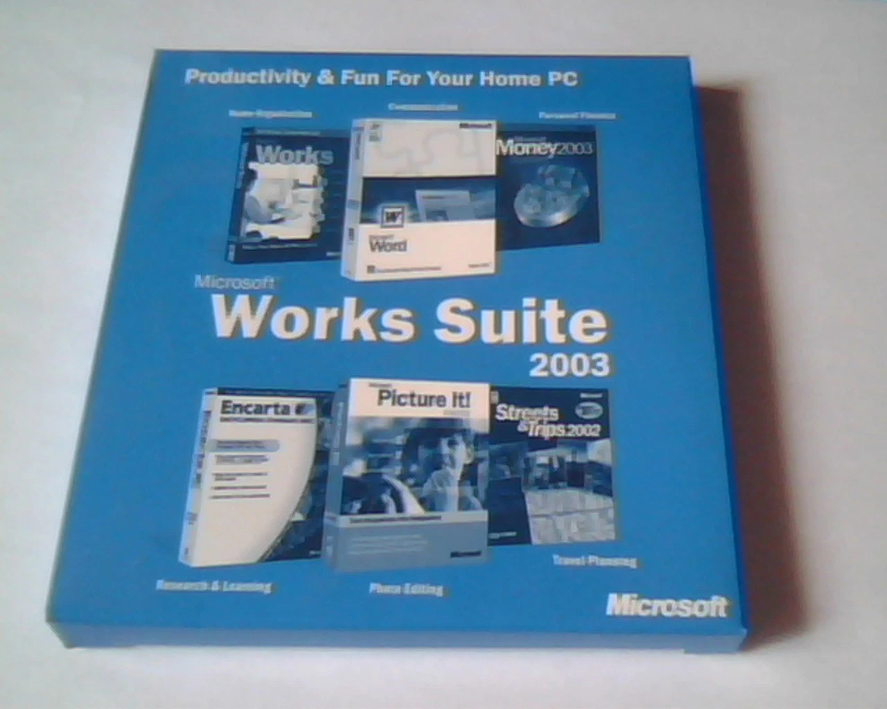 CD Microsoft Works Suite 2003 set With Product Key Organization Editing Finance