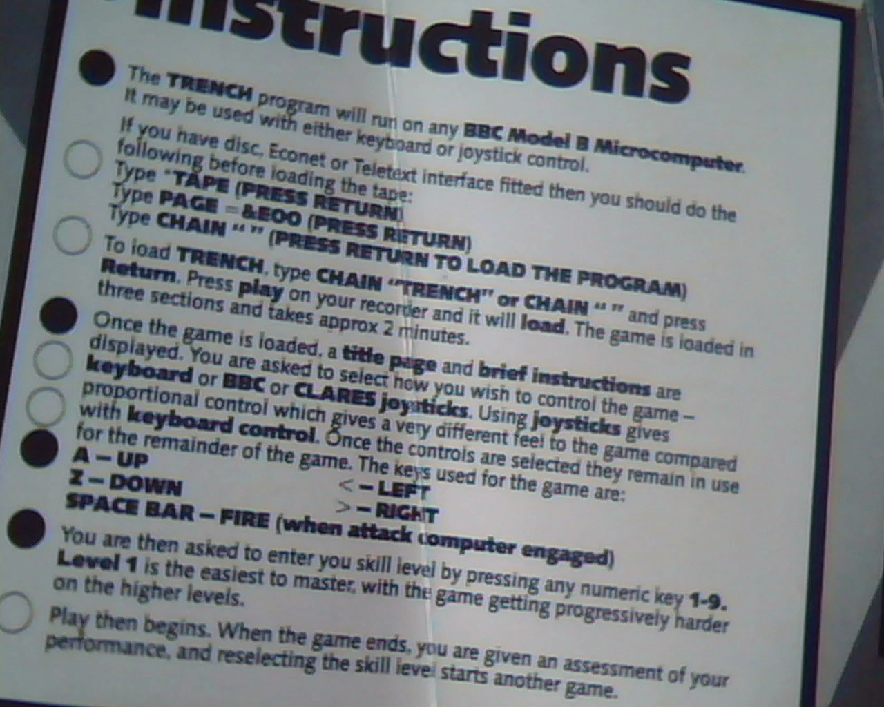 Cassette Tape Games TRENCH for the BBC B - by Phil Wilkes save the universe - image 5
