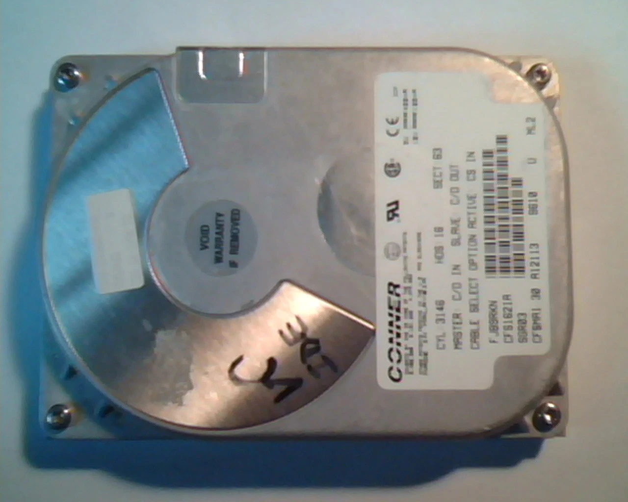 Hard Drive Disk IDE Conner CFS1621A FJB9RKN SGR03 CFSMA1.30 A12113